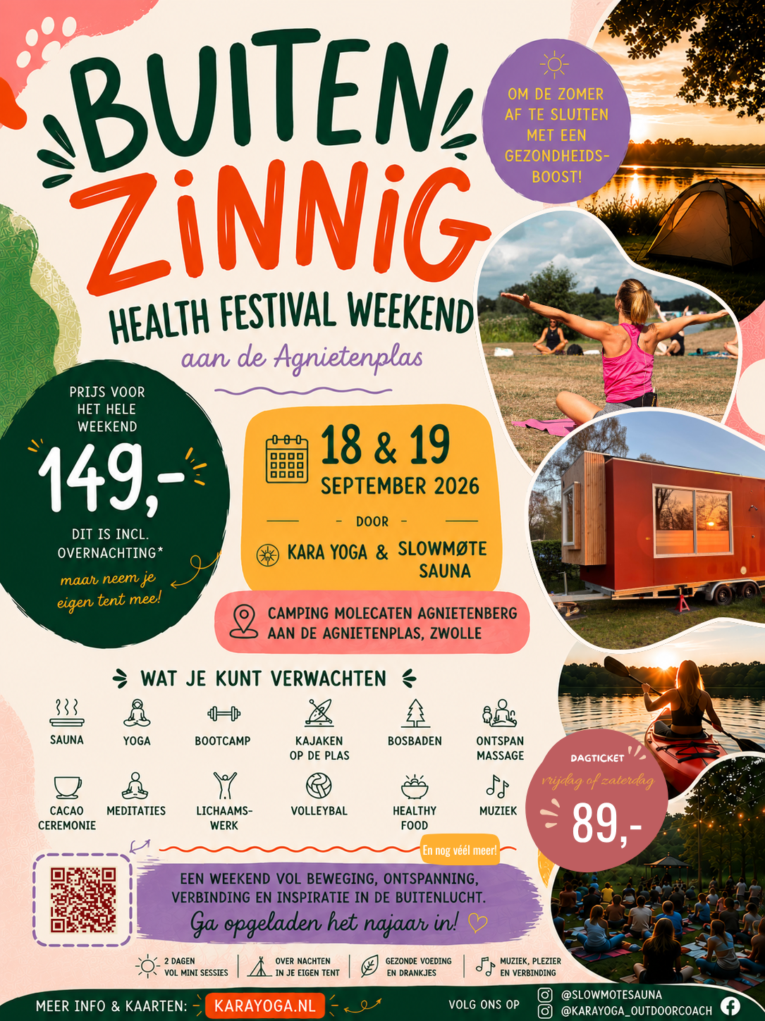 Overzicht van dag- en weekendtickets BuitenZinnig Health Festival